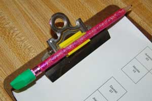 Pencil Caddy on clipboard